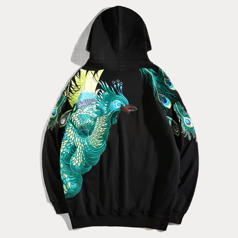 Peacock Embroidered Hoodie